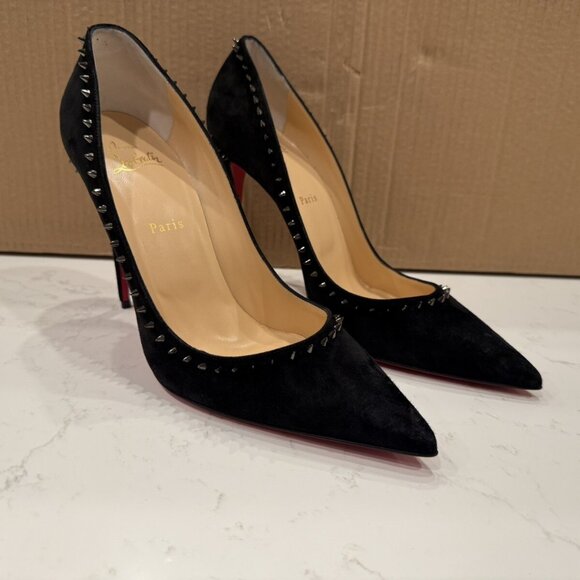Christian Louboutin Anjalina 100 Black Veau Velours - Picture 3 of 13